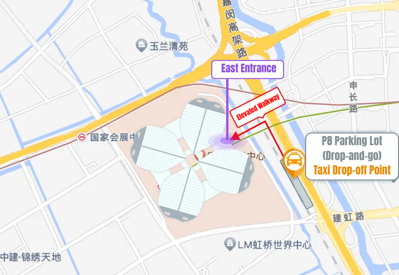 Anfahrt zum und Abfahrt vom CIIE-Veranstaltungsort mit dem Taxi